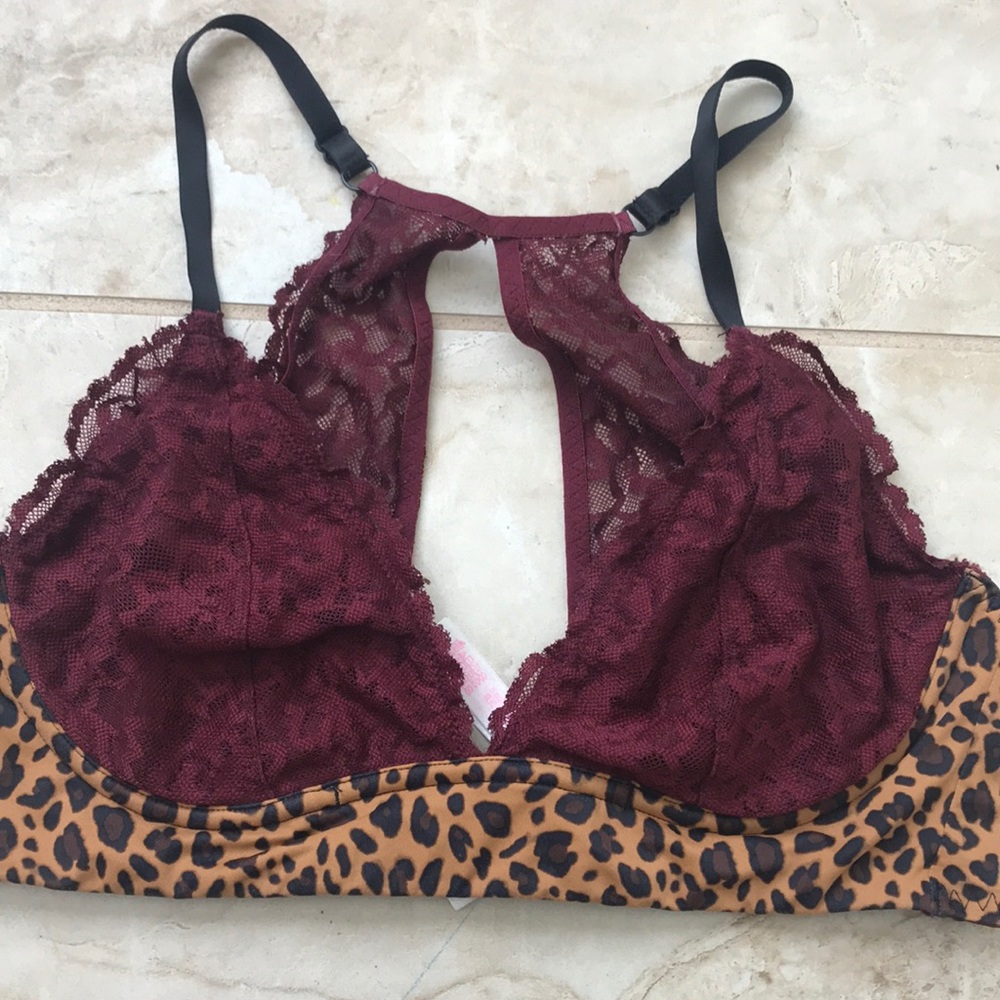 Pink VS maroon and cheetah bralette